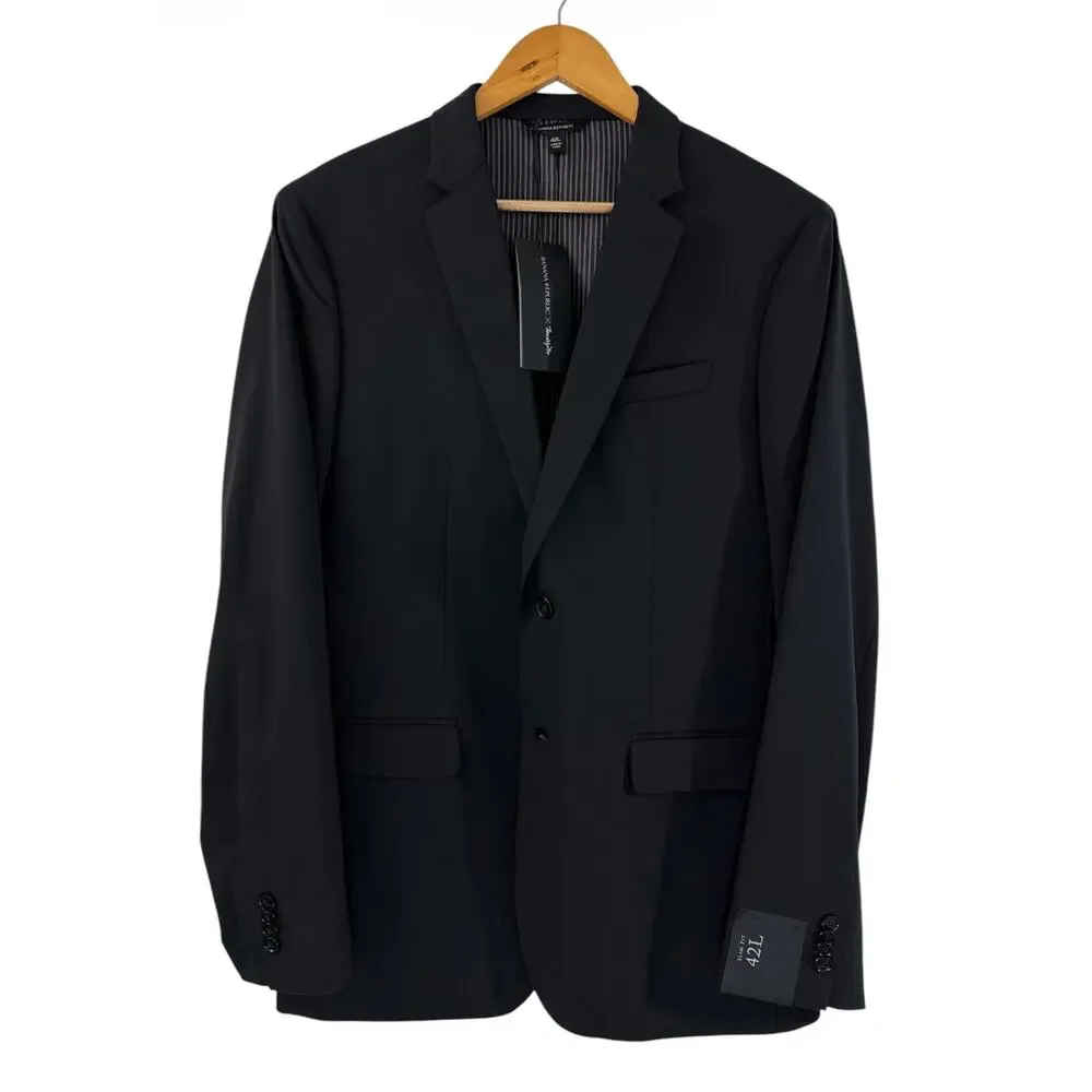 NWT Banana Republic Men’s Slim Fit Wool Blazer Black 42L Two Button Stretch